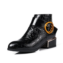 Load image into Gallery viewer, Women&#39;s Embossed PU Leather Ankle Boots