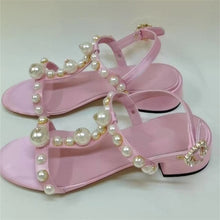 Load image into Gallery viewer, Women&#39;s Satin Pearl Design Sling-back Sandals