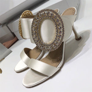 Women's Sassy Crystal Buckle Design Mules