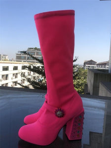 Women's Stretch Sock Design Shoe Boot Heels