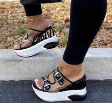 Load image into Gallery viewer, Women&#39;s Transparent Slip-on Mule Wedges