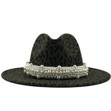Load image into Gallery viewer, Fantastic Stylish Leopard Fedora Brim Hats w/ Pearl Band - Ailime Designs