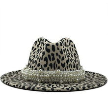 Load image into Gallery viewer, Fantastic Stylish Leopard Fedora Brim Hats w/ Pearl Band - Ailime Designs