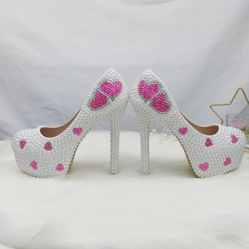 Women’s Beautiful Pearl Heart Design Shoes  – Fashion Footwear