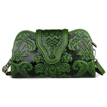 Load image into Gallery viewer, Embossed Green Genuine Leather Skin Messinger Handbags - Ailime Designs