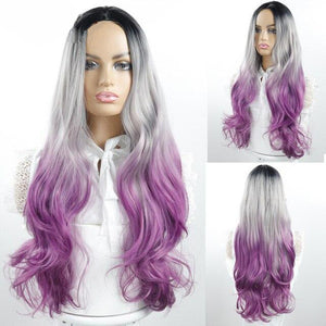 Best Ombre Wavy Purple Synthetic Hair Wigs -  Ailime Designs