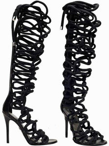 Women's Roman Rope Link Design High Heel Boot Shoes