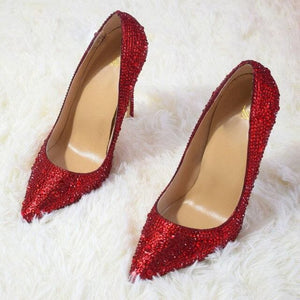 Women’s Red Hot Stylish Fashion Apparel - Crystal Glitter Pumps