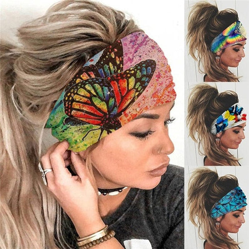 Butterfly Print Design Wide Headbands - Ailime Designs