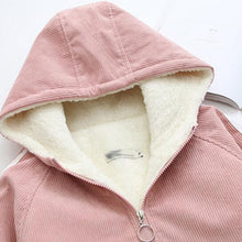 Load image into Gallery viewer, Green Zipper Front Women&#39;s Thick Corduroy Hooded Jackets - Ailime Designs