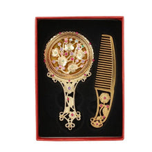 Load image into Gallery viewer, Vintage Gold Hollow-cut Mirror &amp; Comb 2pc Set - Ailime Designs