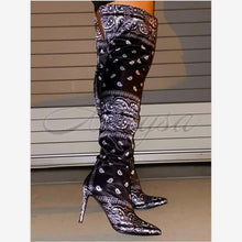 Load image into Gallery viewer, Women&#39;s Scarf Print Design Thigh High Boots