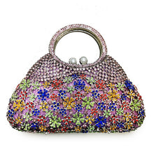 Load image into Gallery viewer, Luxury Multi-Green Floral Design Crystal Evening Clutch Purses - Ailime Designs