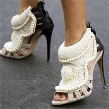 Load image into Gallery viewer, Women&#39;s Handmade Beaded Rope Ankle Design Boot Heels