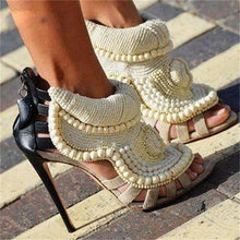 Load image into Gallery viewer, Women&#39;s Handmade Beaded Rope Ankle Design Boot Heels