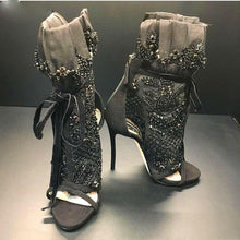 Load image into Gallery viewer, Women&#39;s Elegant Applique Design Dress Ankle Shoe Boots