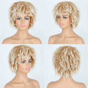 Blonde Kinky Curly Synthetic Hair Wigs -  Ailime Designs