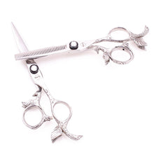 Load image into Gallery viewer, Barber Silver Ornament Design Hair Cutting Scissors - Ailime Designs