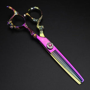 Barber Elegant Rainbow Carved Design Hair Cutting Scissors - Ailime Designs