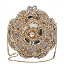 Load image into Gallery viewer, Glass Inlay Rose Bud Crystal Design Evening bags - Ailime Designs