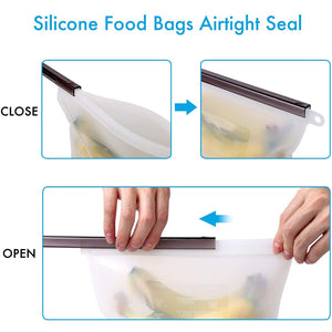 Silicone Pouch Pocket Style Vacuum Sealed Storage Bags - Refrigerator Organizers