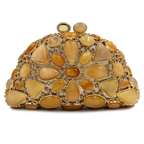 Best Gold Shell Shape & Stone Design Evening Clutches - Ailime Designs