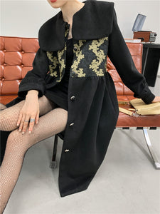Women's Classic Sailor Collar Design Wool Coat