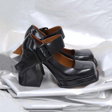 Load image into Gallery viewer, Women&#39;s Square Toe Mary Jane Design Buckle Platforms
