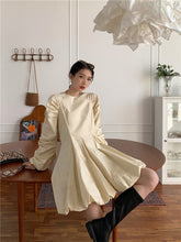 Load image into Gallery viewer, Women&#39;s Puff Ruched Sleeve Design Bud Tunic Dress