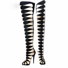 Load image into Gallery viewer, Women&#39;s  Geometric Link Design Gladiator Style Thigh High Boots