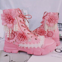 Load image into Gallery viewer, Amazing Pink Ankle Design Women&#39;s Wedding Sneakers - Ailime Designs