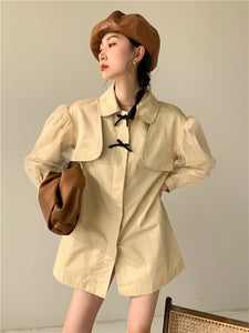 Women's Coat Shirt Design Short Trench Jackets - Ailime Designs