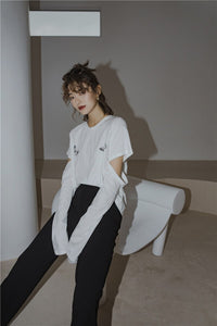 Women's Detachable Hollow-cut Sleeve Design T-shirts
