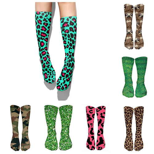 Women's Long Knitted Leopard Socks - Ailime Designs