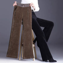 Load image into Gallery viewer, Bell Leg Women&#39;s Brown Elastic Waist Thick Corduroy Pants - Ailime Designs