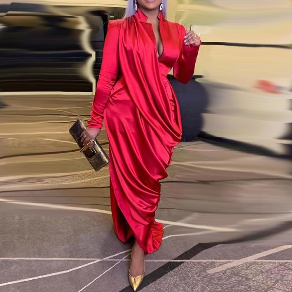 Women’s Red Hot Stylish Fashion Apparel - Elegant Draped Dresses