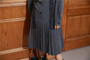 Women's Pleated Button-down Style Classic Dress