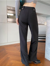 Load image into Gallery viewer, Women Straight Leg Design Tailored Pleated Pants