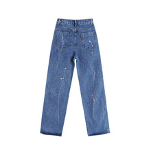 Load image into Gallery viewer, Women's High Waist Splatter Ink Design Frayed Hollow-cut Jeans
