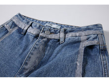Load image into Gallery viewer, Women's High Waist Splatter Ink Design Frayed Hollow-cut Jeans