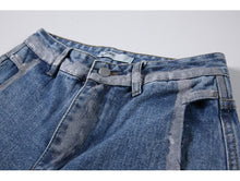 Load image into Gallery viewer, Women&#39;s High Waist Splatter Ink Design Frayed Hollow-cut Jeans