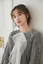 Load image into Gallery viewer, Women's Contrast Knit &amp; Lace Design  Sweater