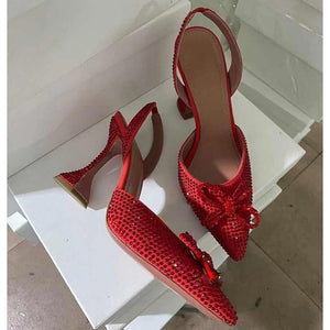 Women’s Red Hot Stylish Fashion Apparel - Elegant Sling-back Glitter Heels