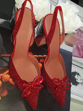 Load image into Gallery viewer, Women’s Red Hot Stylish Fashion Apparel - Elegant Sling-back Glitter Heels