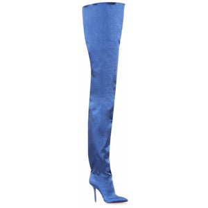 Women's Pointed Toe Crotchless Design Waist High Boots