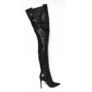 Women's Pointed Toe Crotchless Design Waist High Boots