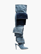 Load image into Gallery viewer, Women&#39;s Sexy Sharp Layered Pocket Design Thigh High Shoe Boots
