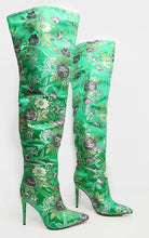 Load image into Gallery viewer, Women&#39;s Elegant Floral Print Design Thigh High Boots