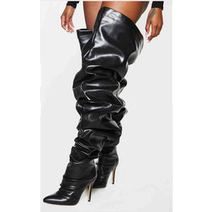 Women's Street Style Loose Wide Leg Thigh High Boots