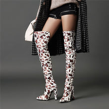 Load image into Gallery viewer, Women&#39;s Cow Print Design Thigh High Boots